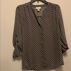 Loft blouse grey with white polka dots